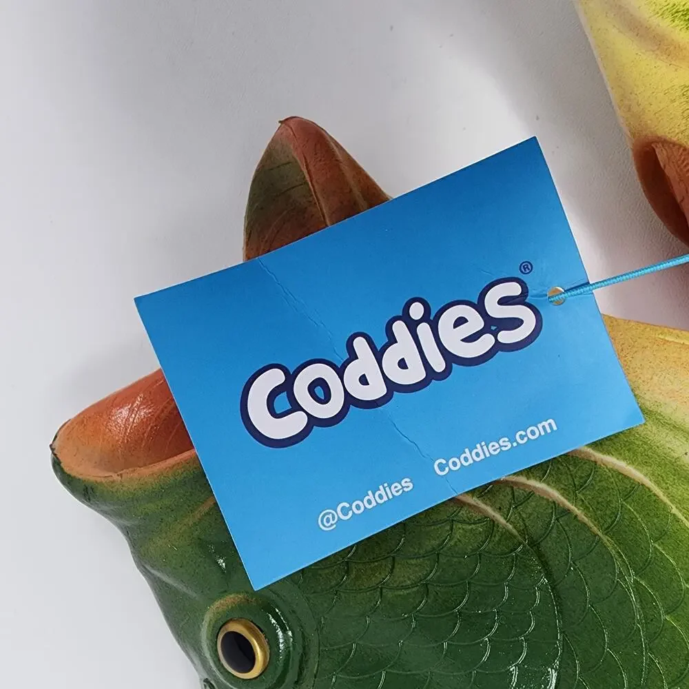 Coddies Fish Sandals Men 12-13 Green Rubber Bass Fisherman Gift Gag Gift NWT